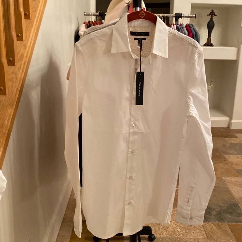 Tahari mens button down shirt - The Nantucket Shirt- in white size small
